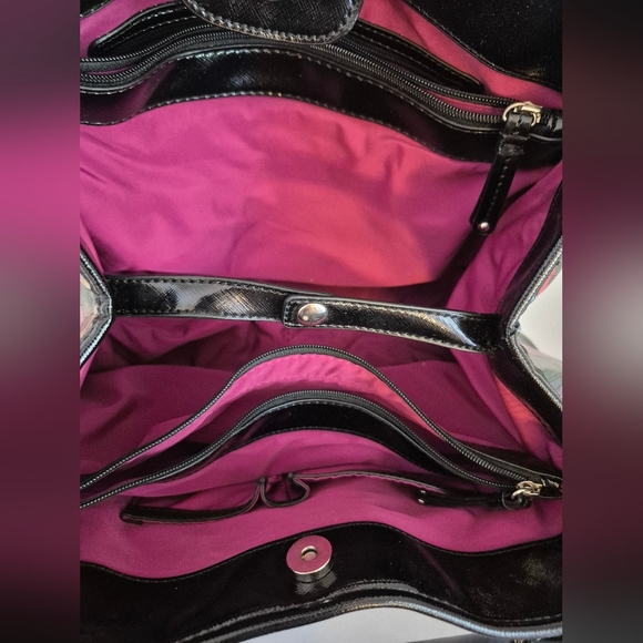 31-CIP NINE WEST FLORAL BLACK TOTE BAG PURSE - Picture 6 of 10